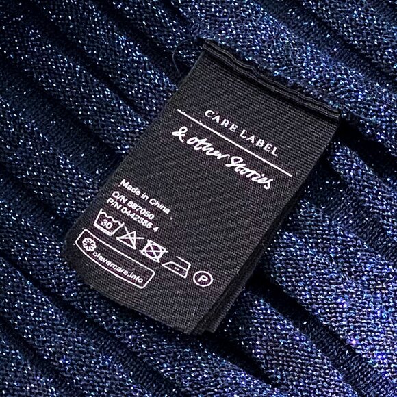 Other Stories Glittery Pleat Rib Midi Skirt Navy Size XS - Picture 8 of 9